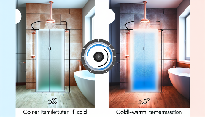 alt_text: A serene bathroom displays a cold-warm shower contrast, illustrating circulation stimulation and wellness.